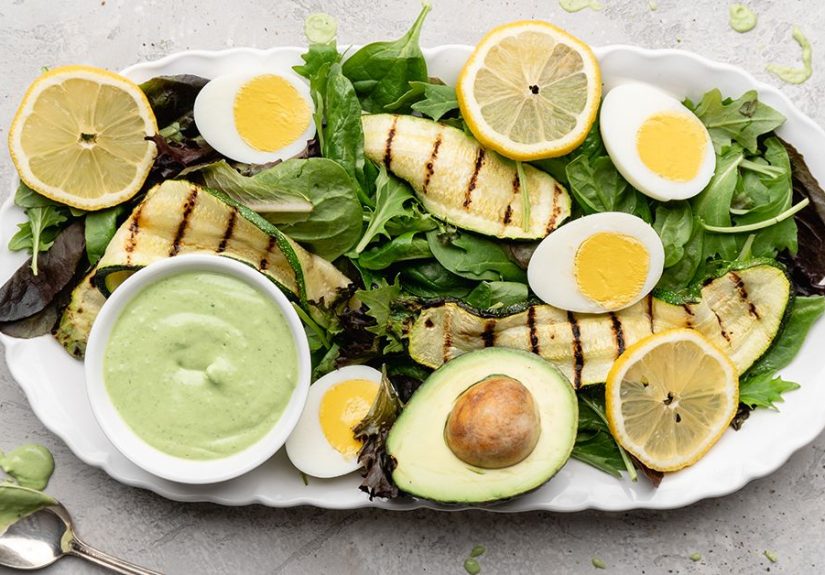 Grilled Zucchini Salad With Egg and Avocado