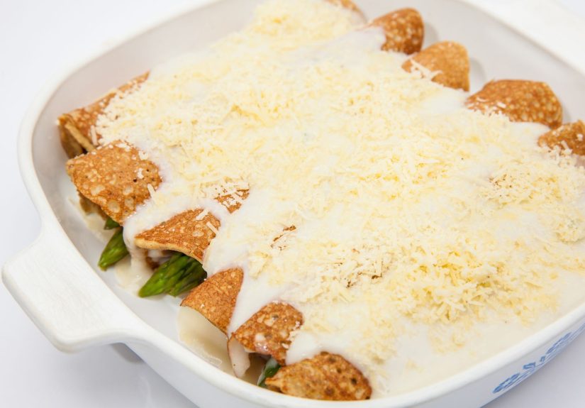 Ham and Asparagus Crepes With Parmesan Cheese Recipe