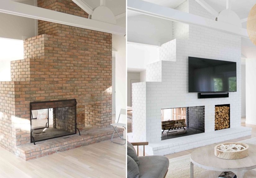 15 Before-and-After Painted Brick Fireplace Makeovers