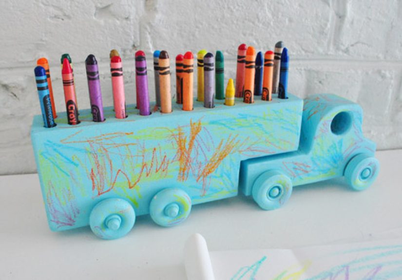 A Wood Truck That Holds Crayons