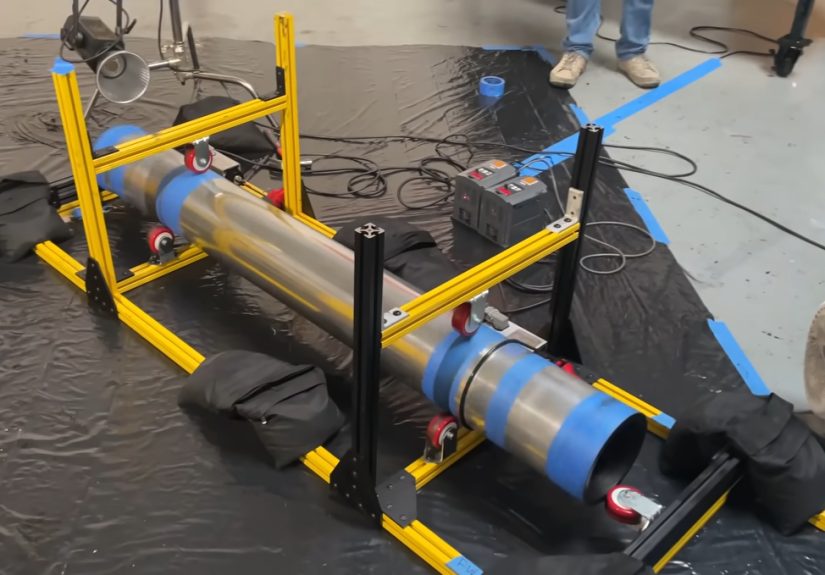 Applying Thermal Lining To Rocket Tubes Requires A Monstrous DIY Spin-caster