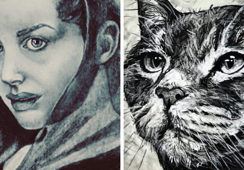 My Black And White Charcoal And Pencil Illustrations (15 Pics)