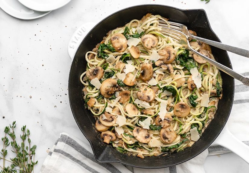 Zucchini Noodles with Creamy Mushroom-Parmesan Sauce