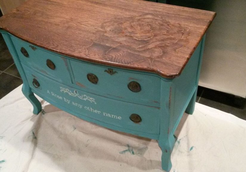 Chalk Paint and Stain-Painted Dresser