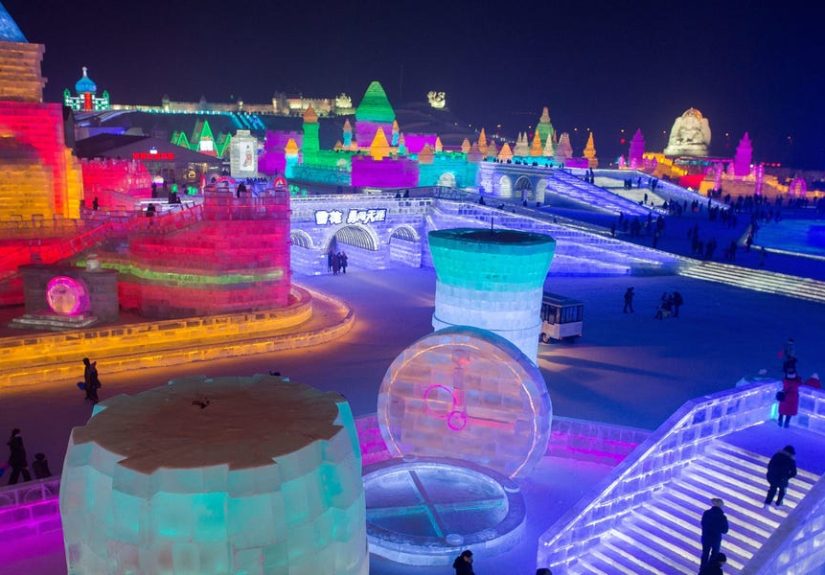 Harbin International Snow and Ice Festival 2017 - Chinese Ice City Glows at Night