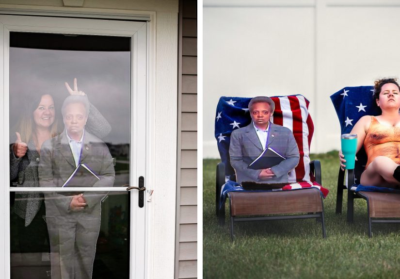 I Took Pictures Of My Neighbor With A Life-Size Cutout Of Chicago’s Mayor Lightfoot And People Can’t Stop Laughing About It
