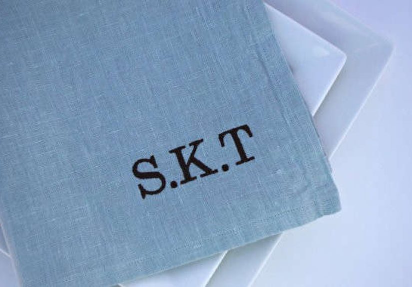 Personalized and Monogrammed Typography Linen Dinner Napkins