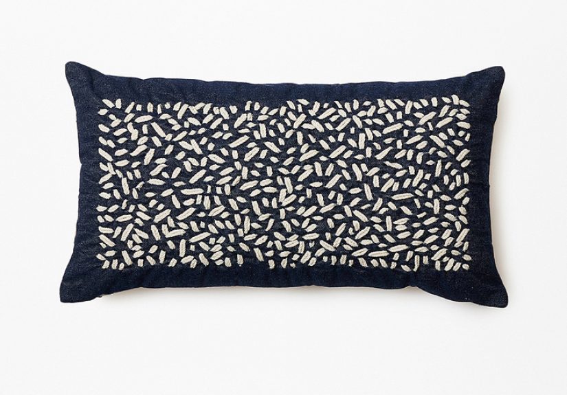Rope Embroidered Denim Pillow