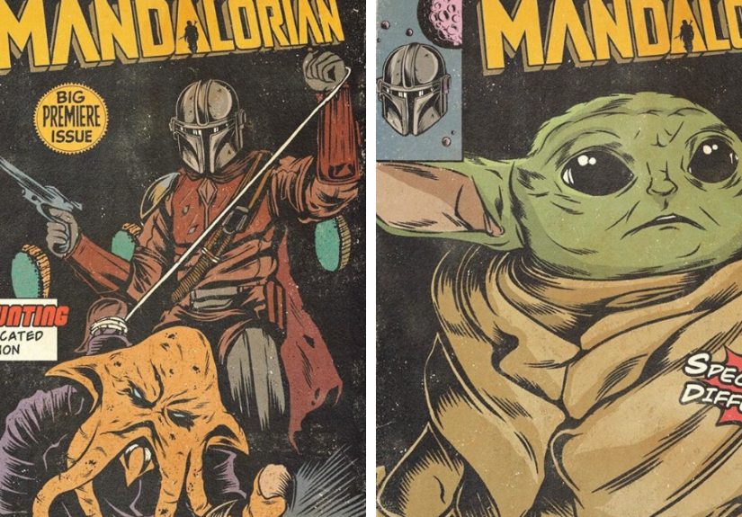 Russian Artist Sums Up Each Episode Of The Mandalorian In Vintage Comic Book Covers (8 Pics)